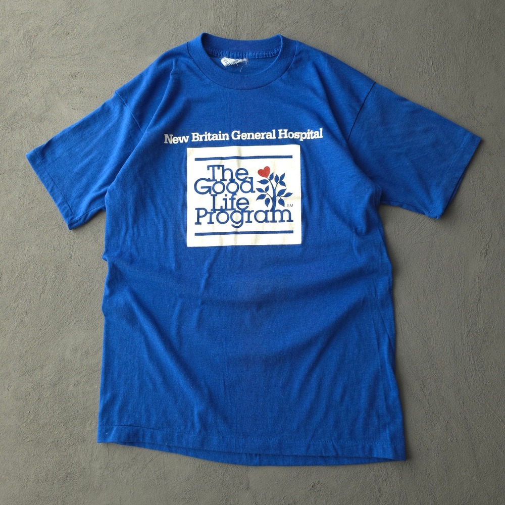 Vintage 80s Healthknit Blue T-shirt Large New Britain General Hospital USA